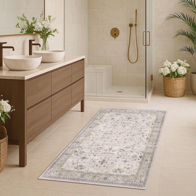 Washable 3x5 Large Bathroom Rug by HazoHaus