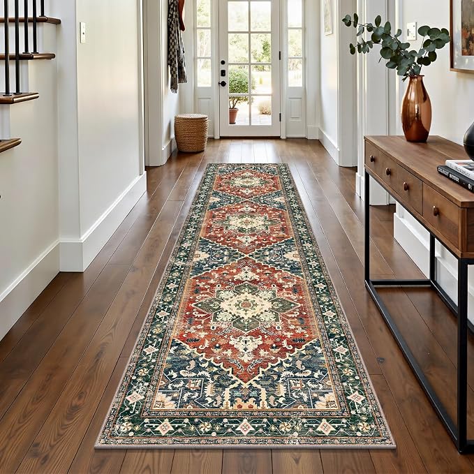 Yamaziot Washable Runner Rug, 2x8 Non-Slip Boho Vintage Hallway Kitchen Rug | by Yamaziot