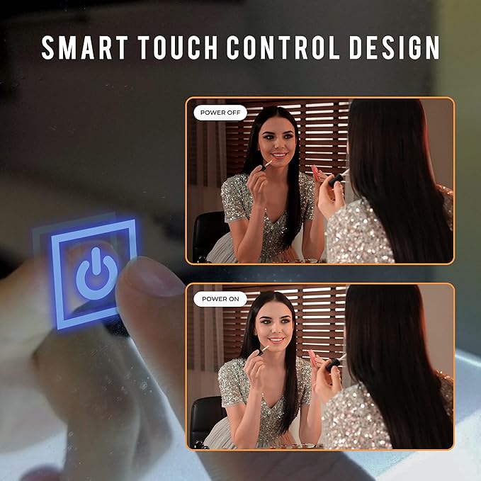LED Vanity Mirror for Bathroom with Dimmable Touch Sensors, Adjustable Color Temperature - Anti-Fog, Memory Function Mirror for Wall 24"x36" by Fab Glass and Mirror