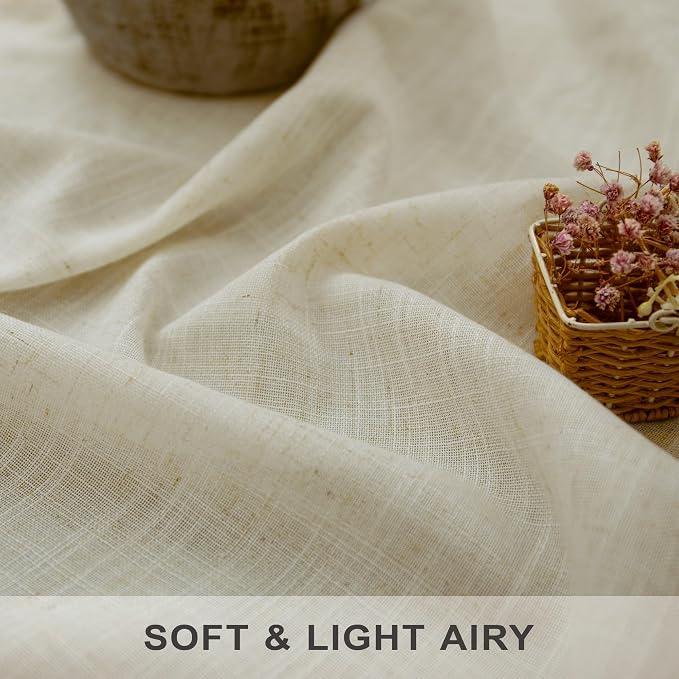 Pitalk 102 Inch Long Linen Curtains 2 Panels - Image 3