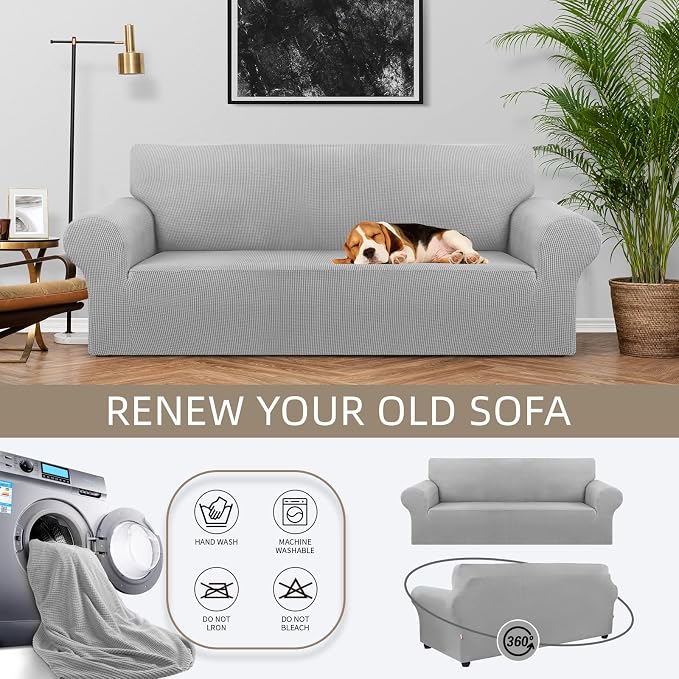 Stretch Couch Covers for Sofa, 3 Cushion Couch Slipcover, Elastic Bottom for - Image 3