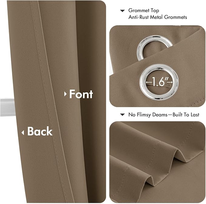 MIULEE Blackout Curtains for Bedroom 2 Panels 40 x 72 Inch Long Khaki | Thermal - Image 4