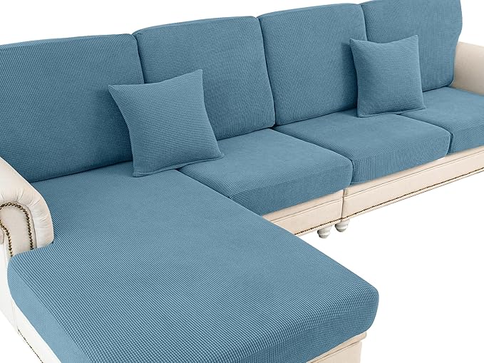 LA MEACK Couch Cushion Covers for Sectional Sofa L Shape Washable Separate Seat by LA+MEACK