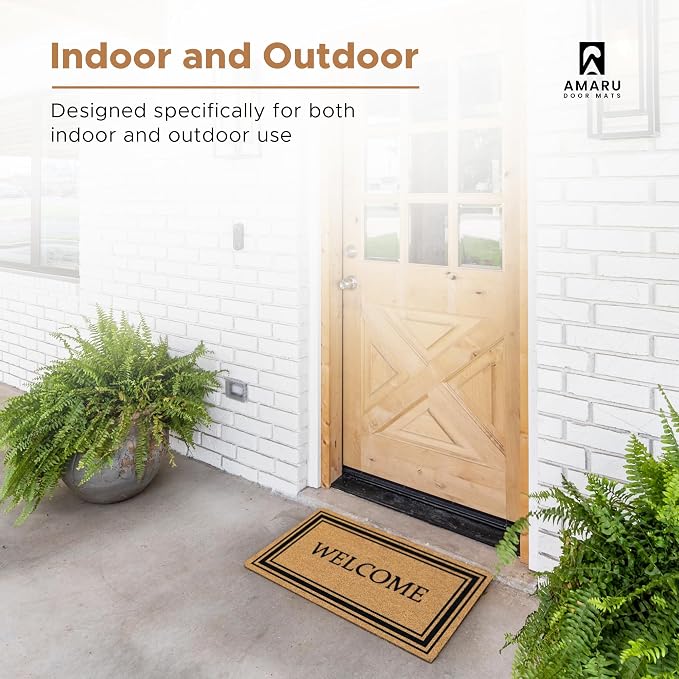 Coir Welcome Mat, Stylish Welcome, 17 x 29 in | 100% Natural Coir, Anti-Shedding - Image 4