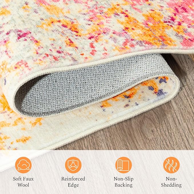 Rugflix 6x9 Area Rugs for Living Room, Washable Colorful Rainbow Large Rug | - Image 7