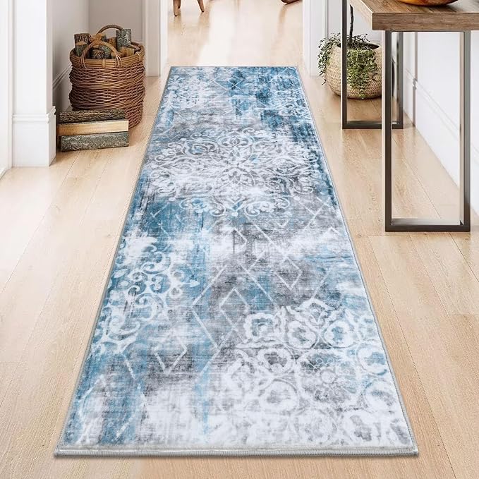 HEBE Hallway Runner Rug 2'x6', Washable Non Slip Kitchen Rug Runner | Soft Boho - Image 8