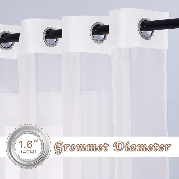 NICETOWN Ivory Sheer Curtains 72 inch Length - Image 2