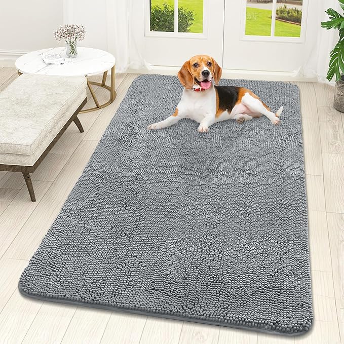 OLANLY Dog Door Mat for Muddy Paws 59x32, Super Absorbent Chenille Mud Mat | by OLANLY