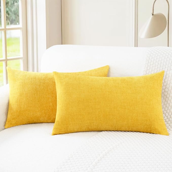 CaliTime Decorative Throw Pillow Covers 20 X 12 Inches Mustard Yellow | Pack of by CaliTime