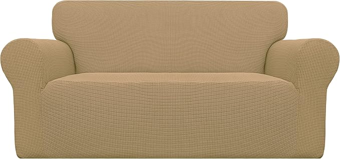 Easy-Going Stretch Loveseat Couch Covers Washable Golden | 1-Piece Loveseat by Easy-Going
