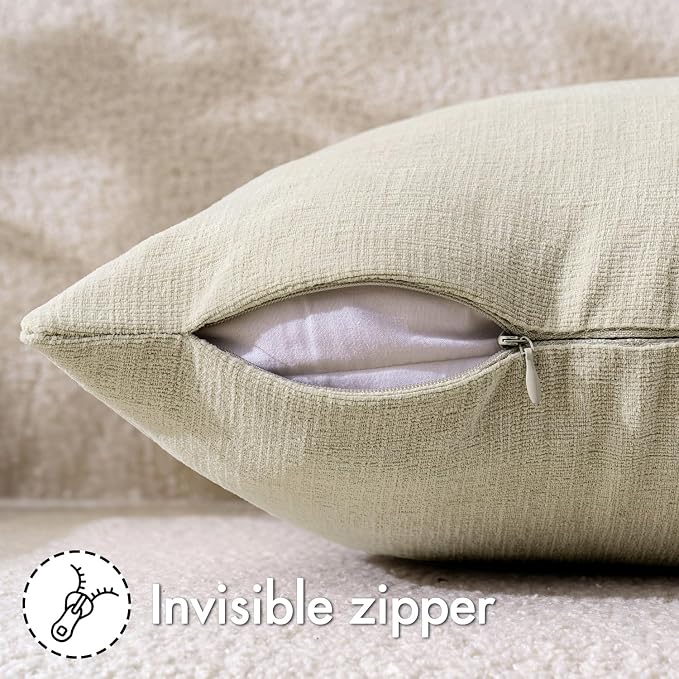 MIULEE Cream Chenille Couch Throw Pillow Covers, 20x20 | Set of 2, Soft - Image 3