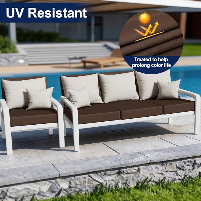 Smiry Waterproof Patio Cushion Covers, Stretch Outdoor Furniture Covers | Couch - Image 3