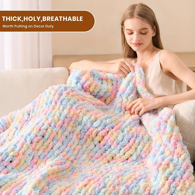 L'AGRATY Chunky Knit Throw Blanket - Image 4