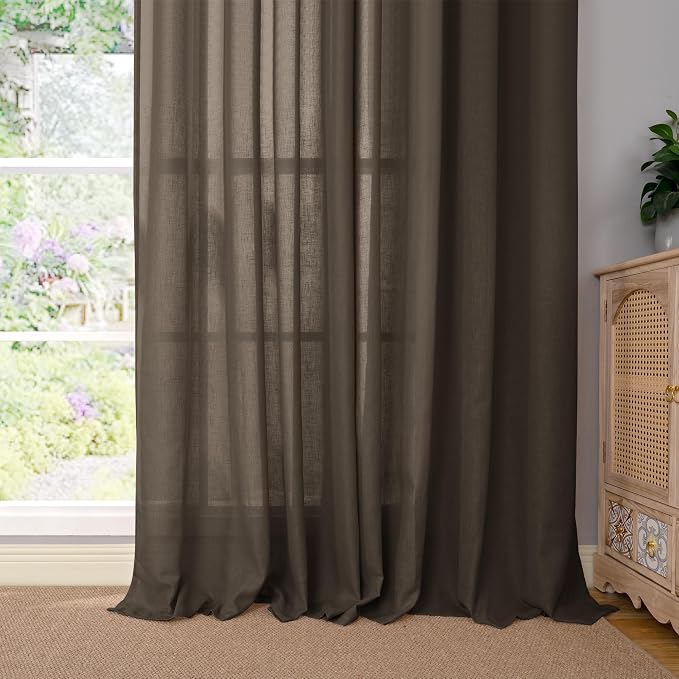 YoungsTex Extra Long Brown Linen Curtains 95 Inch Length - Image 7