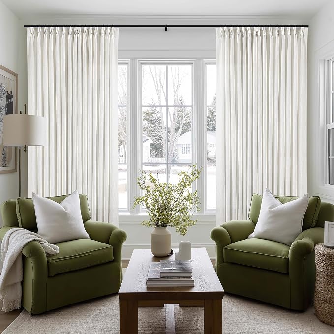 Beige White Pinch Pleated Extra Wide Curtain Panels 84 Inches Long 100 Wide | - Image 6