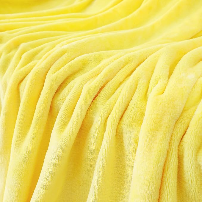 Yellow Fleece Plush Throw Blanket 108"x90"for Couch Sofa Fuzzy Cozy Flannel | - Image 6