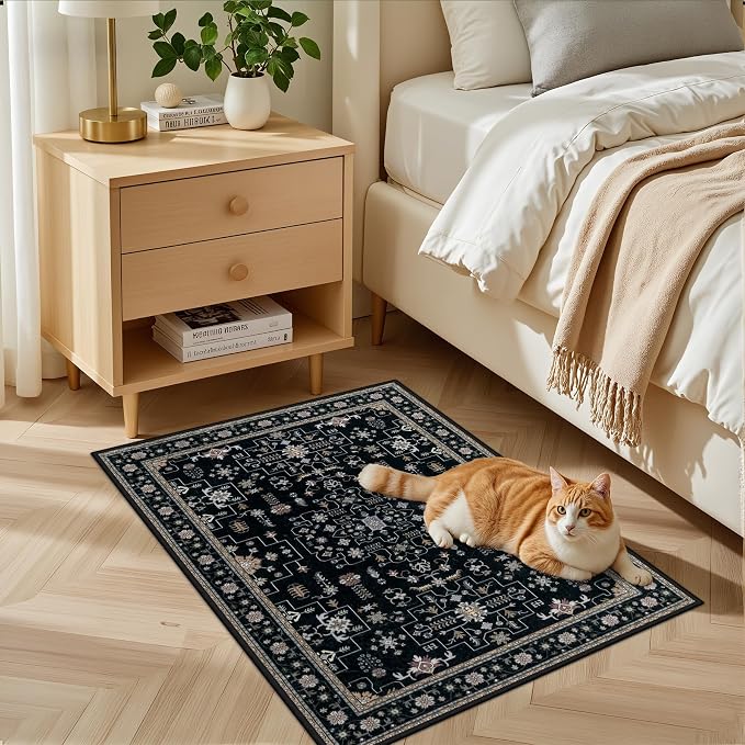 2x3 Area Rugs Living Room: Washable Vintage Rug - Image 3