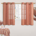 Terracotta Linen Semi Sheer Curtains 45 Inch Length, Light Filtering Neutral by LAMIT