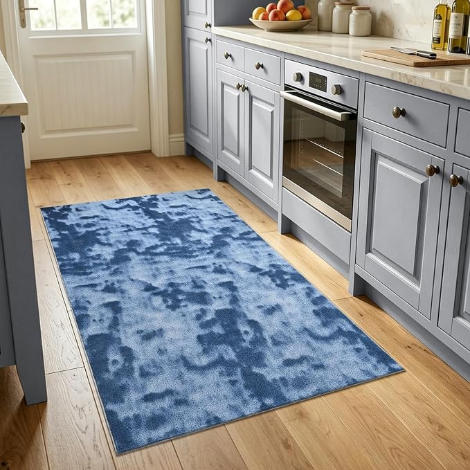 3x5 Tie-dye Dark Teal Area Rug Washable Non-Slip Soft - Image 2