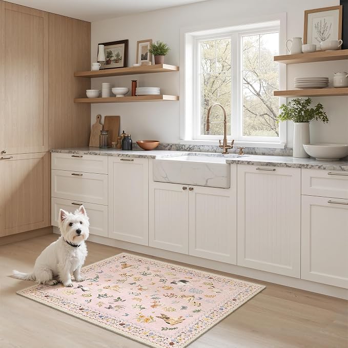 Soalmost 2x3 Dog Rugs for Entryway, Washable Door Mat Animal Soft Rug Pink | - Image 3