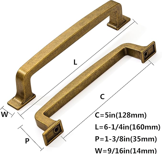 khtumeware 6 Pack 5 Inch Antique Brass Cabinet Pulls Vintage Drawer Pulls Kitchen Cabinet Hardware Kitchen Handles for Cabinets Cupboard Handles Drawer Handles