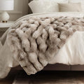 Ultra Soft Cozy Faux Fur Throw Blanket, Fuzzy Plush Thick Bubble Blanket by blunique