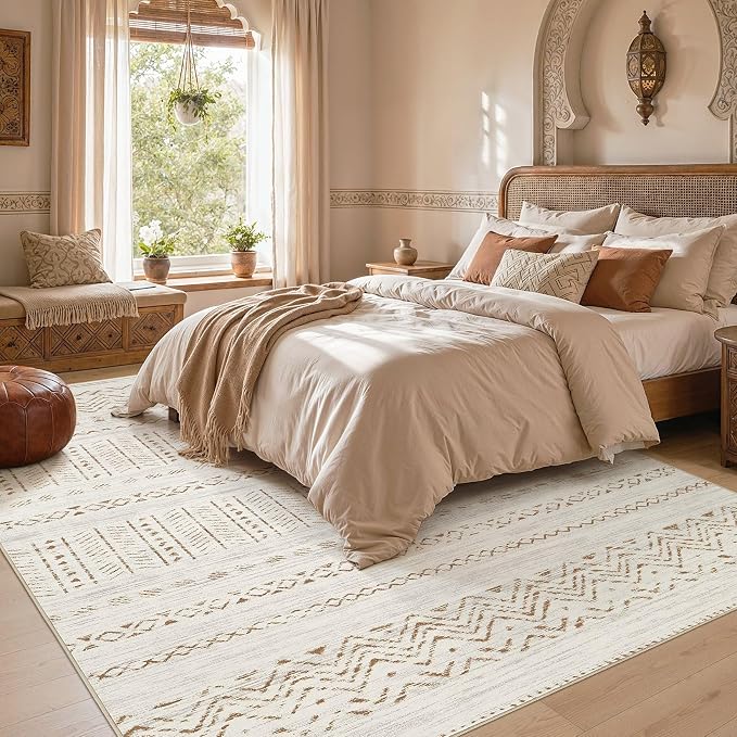 cotiled Boho 8x10 Area Rugs for Living Room: Large Moroccan Washable Rug | - Image 5