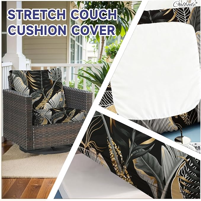 CALBODE 12 Pcs Stretch Outdoor Seat Cushion Covers, Indoor/Outdoor Couch Cover - Image 4