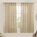 Brown Semi Sheer Linen Curtains 60 Inch, Light Filtering Panels | Window by LAMIT