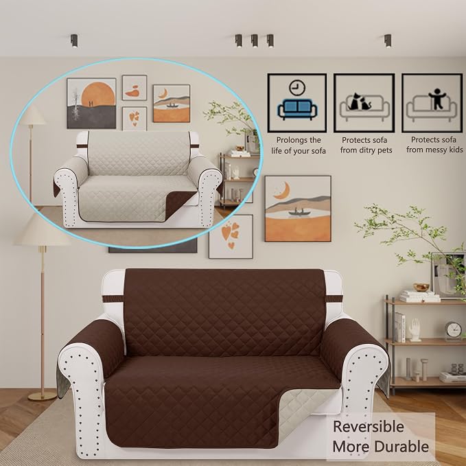 Reversible Loveseat Couch Sofa Covers, Friendly Furniture Protector - Image 2