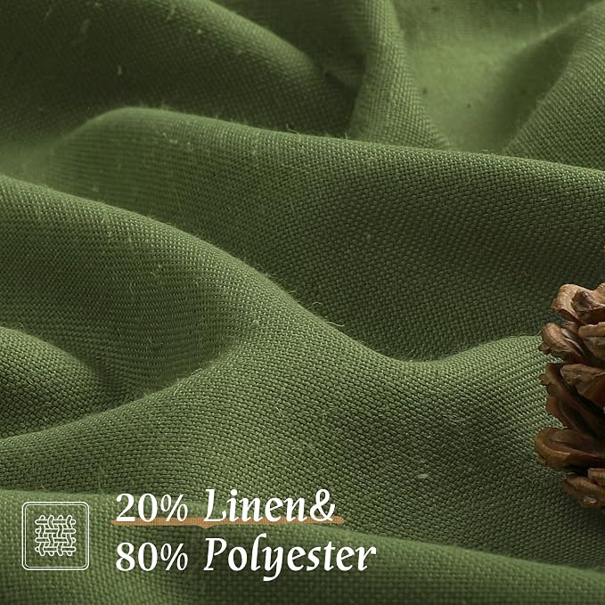 Short Olive Green Linen Curtains 48 Inch - Image 2