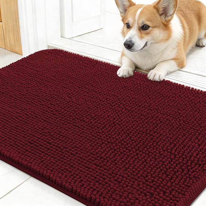 OLANLY Dog Door Mat for Muddy Paws 24x16, Super Absorbent Chenille Mud Mat | by OLANLY
