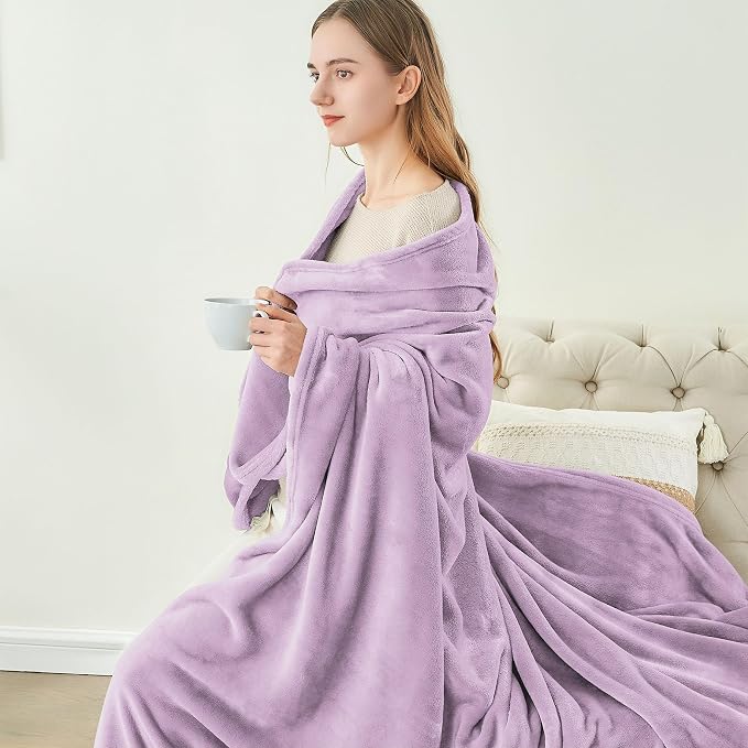 BEDELITE Fleece Blanket Soft Plush Twin Size Blanket Lilac 60"x80" | Ultra Soft - Image 4