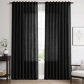 Linen Curtains 84 Inch Length for Living Room Bedroom Black Simple Modern Semi by Nanspring