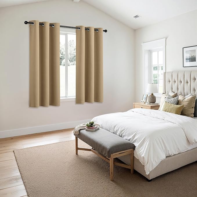 MIULEE Blackout Curtains for Bedroom 2 Panels 40 x 63 Inch Long Taupe Brown | - Image 6