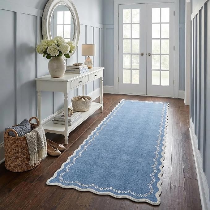 GarveeHome 2x6 Scalloped Washable Runner Rug Non Slip Hallway Kitchen Rug | by GarveeHome
