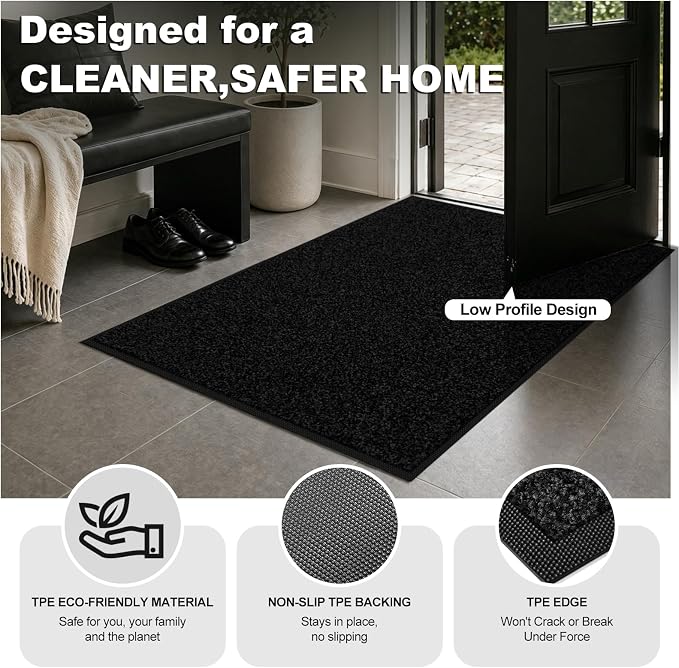 Super Absorbent Front Door Mat, Non-Slip Washable Indoor Doormats, Low Profile - Image 5