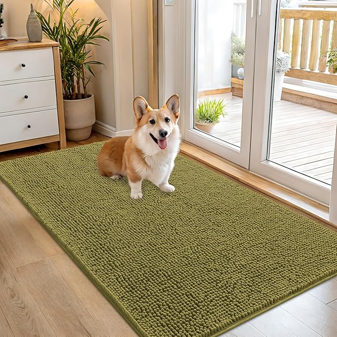 OLANLY Dog Door Mat for Muddy Paws 54x32, Super Absorbent Chenille Mud Mat | by OLANLY