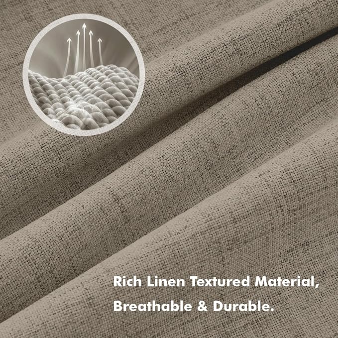 MIULEE 100% Blackout Linen Curtains 42 x 63 Inch Faux Linen 2 Panels | Thermal - Image 3
