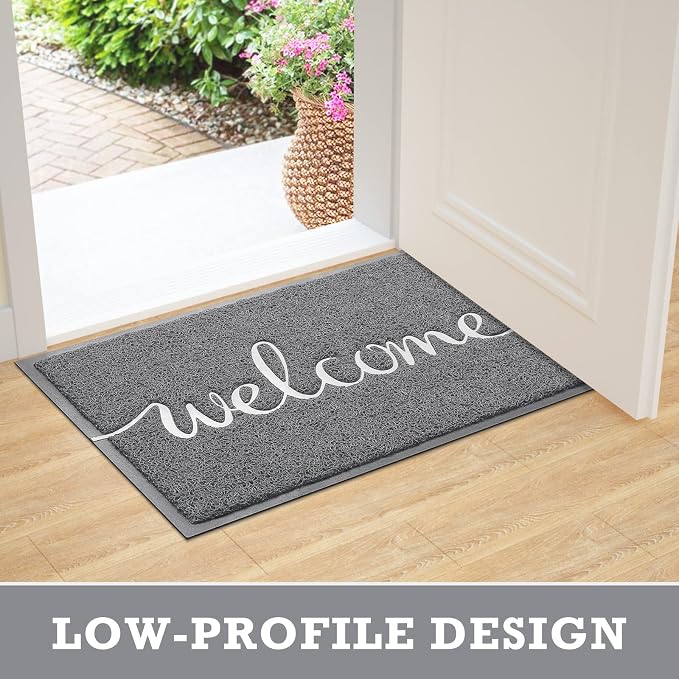 Grey Door Mat Welcome Mats Outdoor Indoor Doormat - Image 5