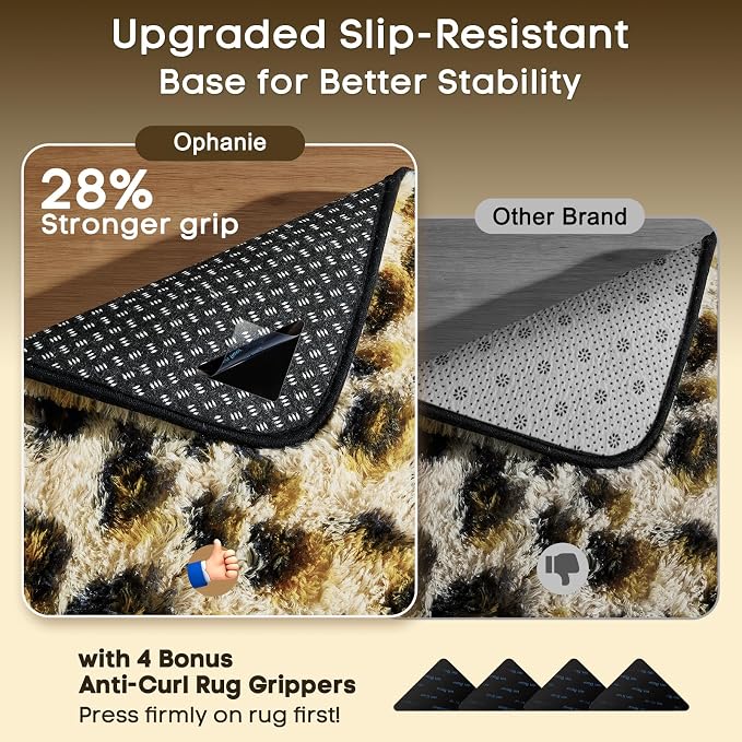 Ophanie 6x9 Leopard Rugs for Bedroom Living Room, Cheetah Print Rug Fluffy Shag - Image 4