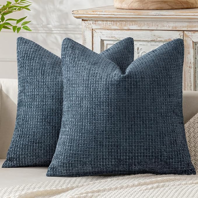 MIULEE Decorative Couch Throw Pillow Covers 16x16 Inch Navy Blue 2 Pack | by MIULEE
