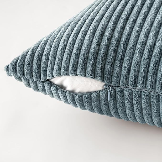 MIULEE Soft Corduroy Decorative Throw Pillow Covers Blue Navy Series 24x24 | - Image 3