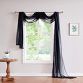 LinenZone Black Window Scarf Valance in 216 Inch Size. Use Window Scarves as Canopy Bed or Backdrop Curtains, Curtain Scarf, or Sheer Fabric for Draping. (Amazing 55 x 216, Black)