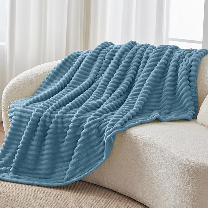 BEDELITE Striped Fleece Throw Blanket, Soft Cozy, Lightweight Warm, Machine - Image 7