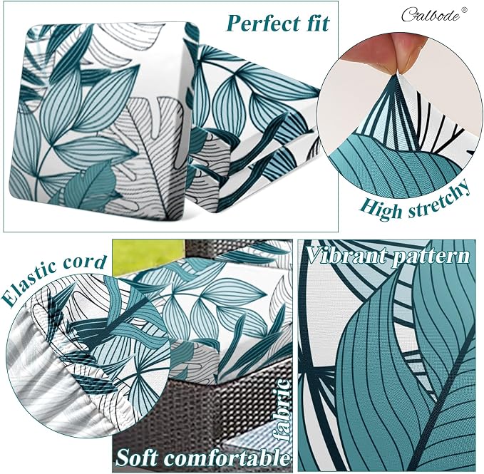 CALBODE 12Pcs Stretch Patio Cushion Cover Outdoor Cushion Cover Replacement - Image 3