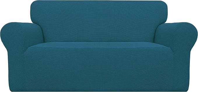 Easy-Going Stretch Oversized Loveseat Couch Covers Washable Peacock Blue | by Easy-Going