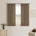Dark Brown Pinch Pleat Light Filtering Thick Linen Kitchen Curtains 50Wx54L | by Twodrapes
