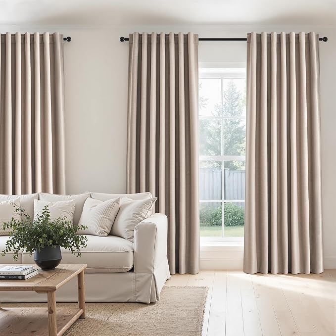Topfinel 120 Inch Linen Blackout Curtains 2 Panels - Image 4