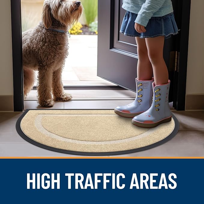 OLANLY Half Circle Front Door Mat Outside 47x32 All-Season Rubber Doormat | - Image 7